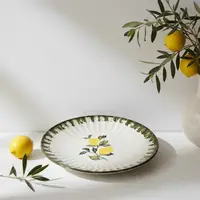 Farfurie de desert Morello - Lemons, 21.5 cm, Margine verde