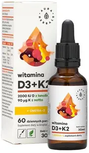 Vitamina D3 + K2 + Omega-3, picături, 30 ml, Aura Herbals