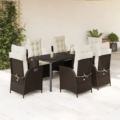Gossi set mobilier de gradina cu perne, 7 piese, maro, poliratan