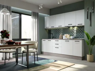 Mobila Bucatarie Elva 243.2 cm Alb Perlat - Configuratia 3