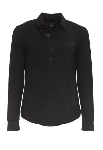 Bluza polo cu aplicatie logo - Negru
