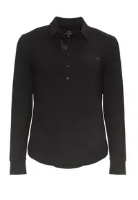 Bluza polo cu aplicatie logo - Negru
