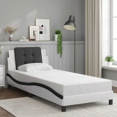 vidaXL Cadru de pat fără saltea Zadar alb și negru 100x200cm piele artificială