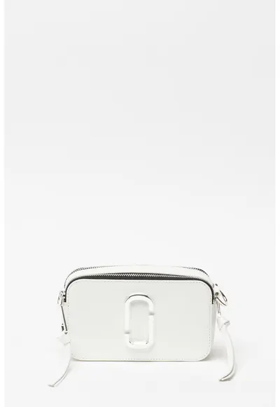 Geanta crossbody de piele Snapshot - Alb optic/Argintiu
