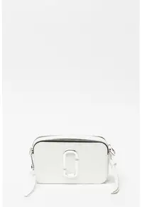 Geanta crossbody de piele Snapshot - Alb optic/Argintiu