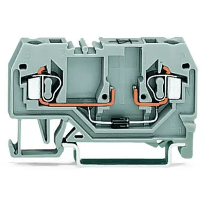 Component terminal block; 2-conductor; with diode 1N4007; anode, left side; for DIN-rail 35 x 15 and 35 x 7.5; 2.5 mm²; CAGE CLAMP®; 2,50 mm²; gray