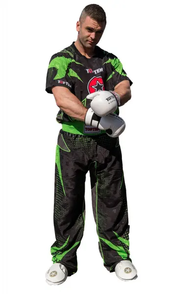 Uniformă Kickboxing „Future”, aprobat WAKO, Top Ten, verde-negru, 200CM