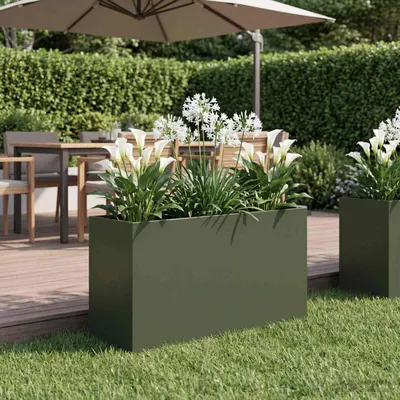 vidaXL Vază pentru Grădină Verde măsliniu 80 x 40 x 50 cm
