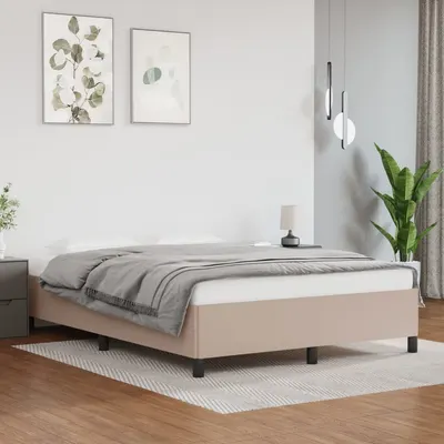 vidaXL Cadru de pat, cappuccino, 140x200 cm, piele ecologică