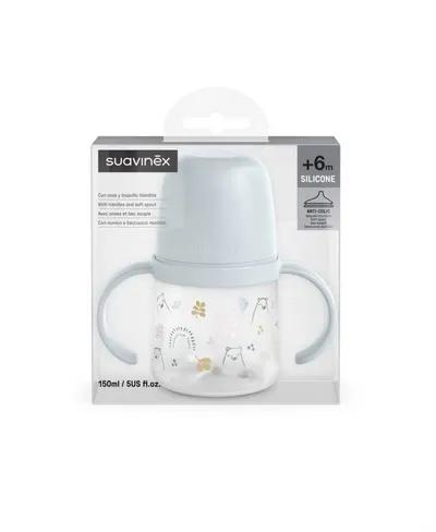 Cana cu cioc din silicon Bears Suavinex 150 ml albastru