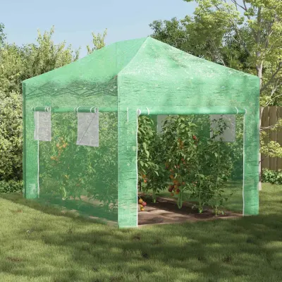 vidaXL Seră cu cadru pop-up cu acoperiș Verde 280 x 410 x 315 cm Fier