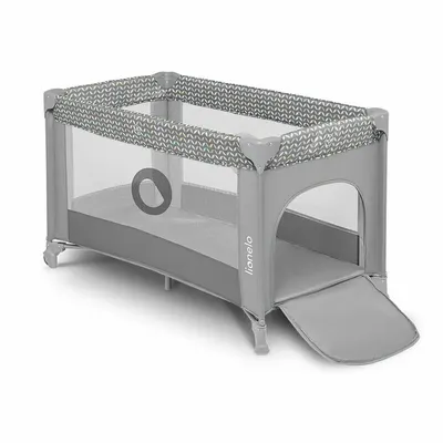 Patut pliabil Lionelo Stefi Grey cu un nivel, intrare laterala cu fermoar, roti, conform cu standardul european de securitate EN 716
