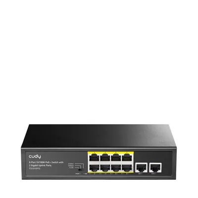 CUDY 8-Port 10/100M PSE RJ-45 +2 RJ45 10/100/1000M Uplink Port Unmanaged PoE+ Switch,CCTV/VLAN/Watchdog ON/OFF Switch(New versi