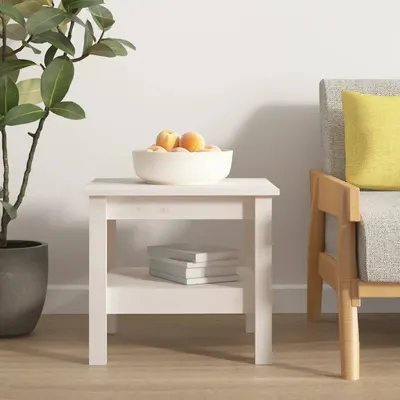 vidaXL Masă de cafea albă 45x45x40 cm, lemn masiv de pin