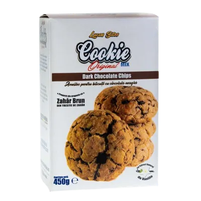 Mix pentru biscuiti cu ciocolata neagra Dark Chocolate Chip, 450g, Lucas Bites