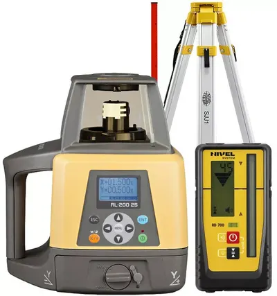 Pachet Nivela laser rotativa de constructie multifunctionala RL-200 2S Digital (panta digitala-2 axe), cu trepied si stadie - Topcon