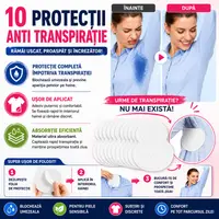 Tampoane Absorbante Anti Transpiratie pentru axila, autoadezive, Unisex, 10 Buc