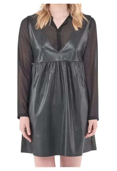 Rochie din piele ecologica cu model 2 in 1 Tonya