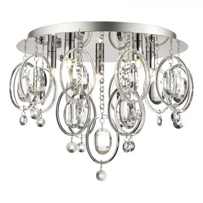 Lampa tavan Evangeline 5 Light Flush Polished Chrome & Crystal