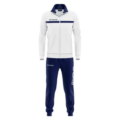 Trening Givova One Full Zip, Alb/Bleumarin, M