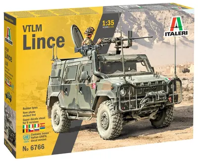 Model de asamblat Italeri Militare: Autovehicule – Vehicul tactic ușor multifuncțional italian VTLM Lince