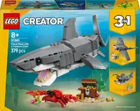 Constructor LEGO Creator 3 în 1 - Rechinul Feroce cu Cufăr cu Comori (31381)