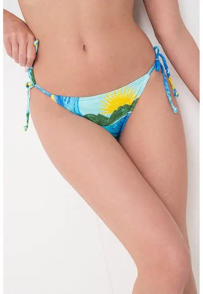 Slip de baie cu model tropical Atlas - Verde aquamarin/Albastru deschis