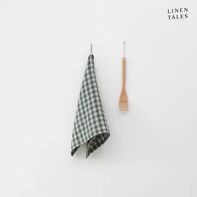 Prosop de vase din in 45x65 cm Forest Green Gingham – Linen Tales