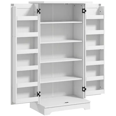 HOMCOM Bufet bucătărie dulap de bucătărie 5 niveluri cu uși și rafturi reglabile 60l x 40P x 120H cm aspect lemn crem | Aosom Romania