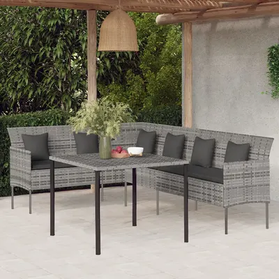 Gossi set mobilier de gradina cu perne, 2 piese, gri, poliratan
