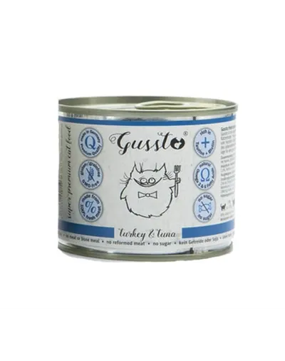 GUSSTO Cat Fresh Turkey & Tuna CARNE PROASPĂTĂ DE CURCAN CU TON 200 g
