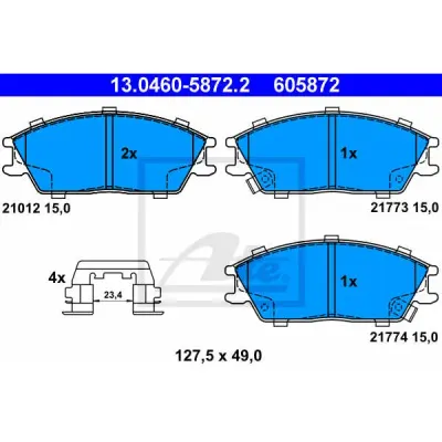 Set placute frana, frana disc ATE 13.0460-5872.2