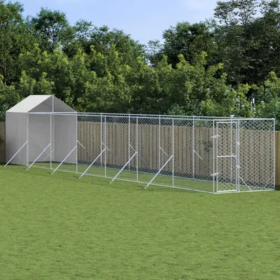 Gossi padoc exterior cu acoperis argintiu 2x14x2,5 m otel galvanizat