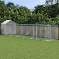 Gossi padoc exterior cu acoperis argintiu 2x14x2,5 m otel galvanizat