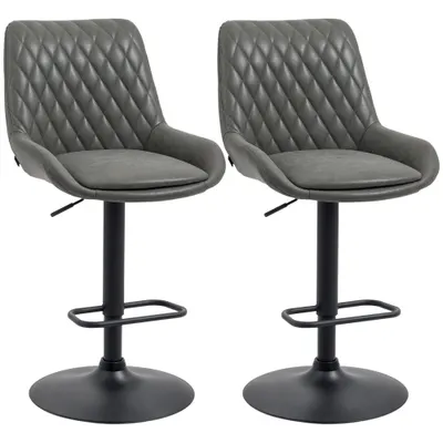 HOMCOM Tabureți de Bar Tabureti de Bucatarie, Design Tabureti de Inaltime, cu Suport pentru Picioare, 51 cm x 59 cm x 117 cm, Gri închis + Negru | Aosom Romania