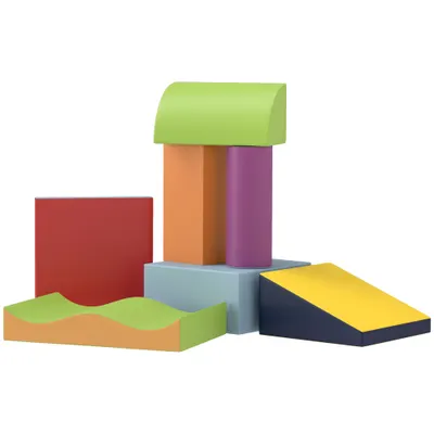 HOMCOM Set de 7 Blocuri Moi pentru Copii 1-3 Ani în Spumă și Piele PU, pentru Casă și Grădiniță, Multicolor | Aosom Romania