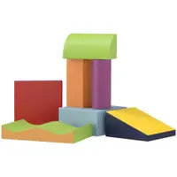 HOMCOM Set de 7 Blocuri Moi pentru Copii 1-3 Ani în Spumă și Piele PU, pentru Casă și Grădiniță, Multicolor | Aosom Romania