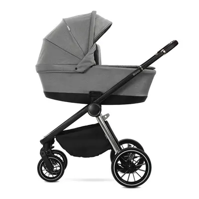 Carucior 3 in 1 pentru copii Lorelli Bianca Grey, prevazut cu sistem anti-reflux, cadru din aluminiu, suspensii, parte sport reversibila, bara de protectie detasabila, geanta, greutate admisa 22 kg