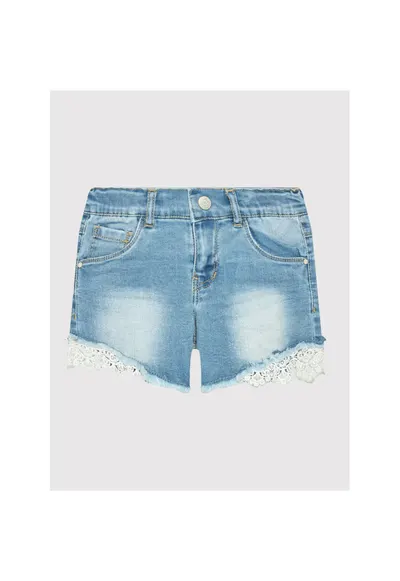 Pantaloni scurti din denim fete 13197440 - Bumbac/Poliester reciclat - 128 CM - Albastru