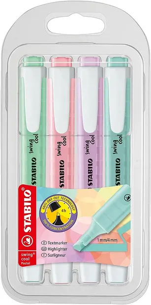 Set de etichete text Stabilo Swing Cool - Pastel 3, 4 culori
