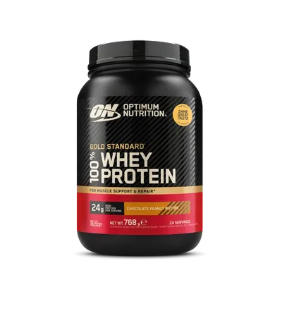 Pudra proteica proteine din zer 100% Whey Gold Standard Unt Arahide cu Ciocolata 768g, Optimum Nutrition