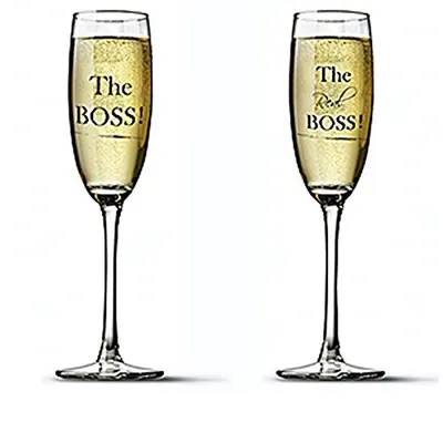 Set 2 pahare pentru sampanie - The Boss & The Real Boss