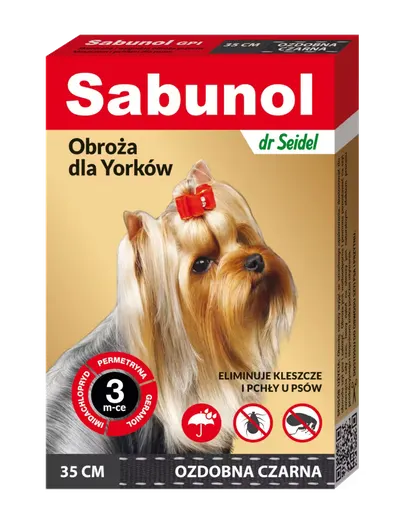 Sabunol Dog GPI, Zgarda Antiparazitara Caini 2-10 kg, Culoare Negru (35cm)