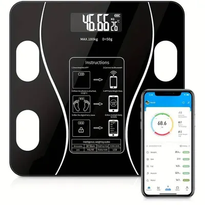 Cantar inteligent Bluetooth, analiza greutate, IMC, grasime, masa musculara, apa