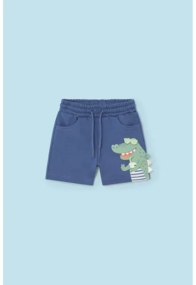 Pantaloni scurti cu aplicatie crocodil - Verde/Albastru