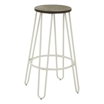 Scaun de bar alb/în culoare naturală din lemn de ulm (înălțime șezut 75 cm) District – Premier Housewares