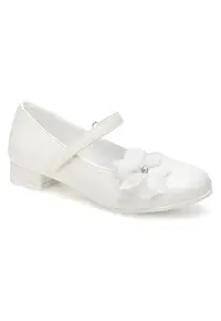 Pantofi copii - balerini fete - alb - textil - sistem inchidere Velcro