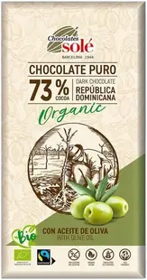 Ciocolată neagră organică cu ulei de măsline, 73% cacao, 100 g, Chocolates Solé
