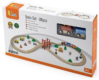 Set de joacă Viga - Tren cu șine, 39 piese
