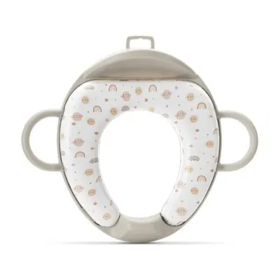 Reductor pentru toaleta, cu spatar si manere, pernita moale detasabila, Lorelli Planets, Beige